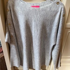 Elegant Gray Women's Sweater with Button Accents